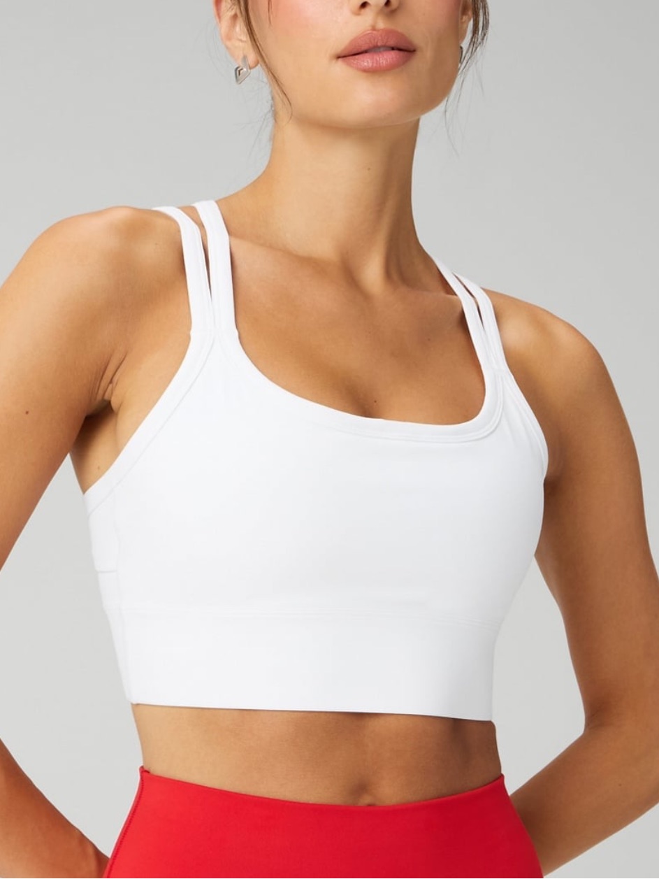 Fabletics Principal Longline Medium Impact Sports Bra Large White